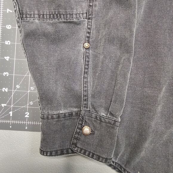 Levis Canvas Shirt XL Black Work Faded Grunge Western Biker Mechanic Heritage - Picture 3 of 13